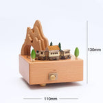 Flag Village Wooden building model music box birthday gift