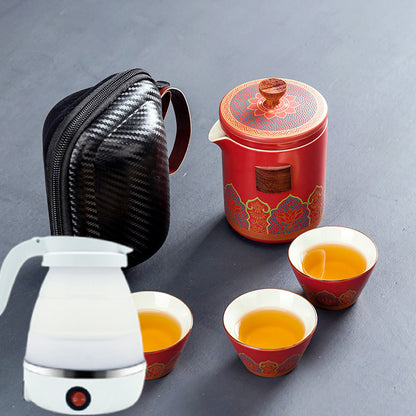 Flag Village Ceramic Portable Travel Tea Set Gift Box