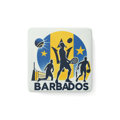 Flag Village Barbados Flag Sporting Porcelain Magnet, Square BRB0005