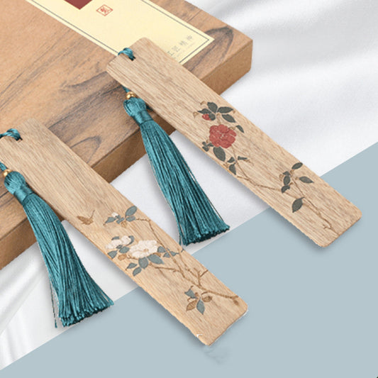 Flag Village Classical Chinese Style Creative Girl Mahogany Bookmark Set Gift Box