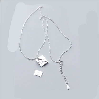 Flag Village Custom Text Love Letter Envelope Pendant Confession Locket Necklace Jewelry Special Gifts For Women Teens Girlfriend Wife Lover
