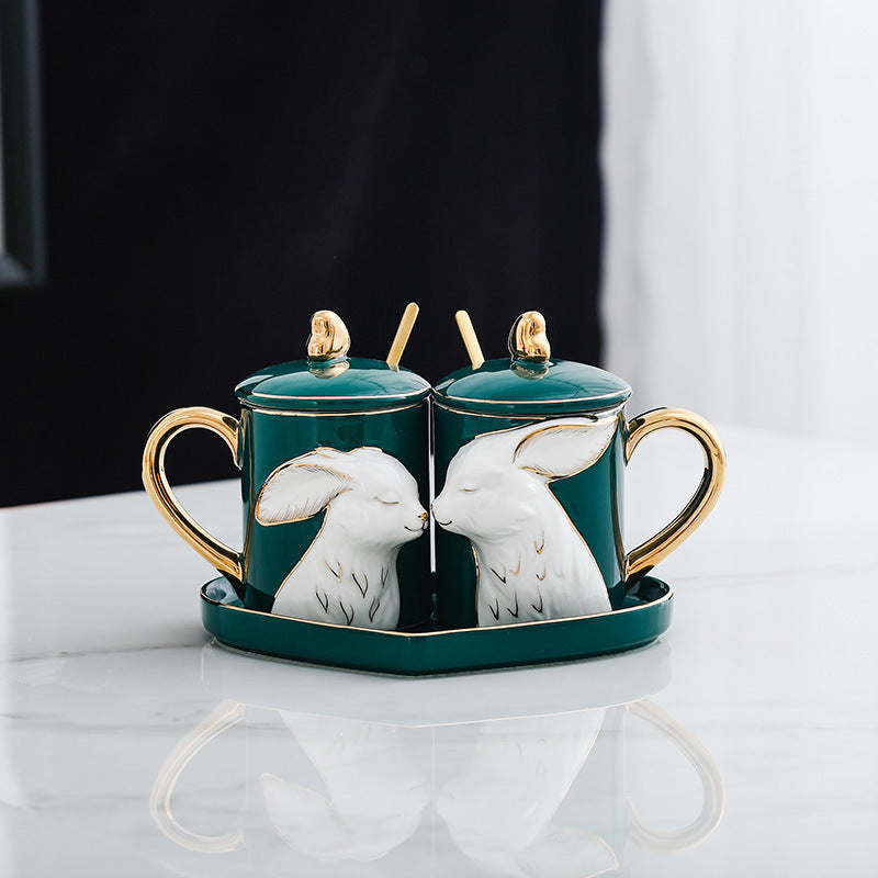 Flag Village Creative Couple Ceramic Cup Set Gift Box