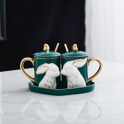 Flag Village Creative Couple Ceramic Cup Set Gift Box