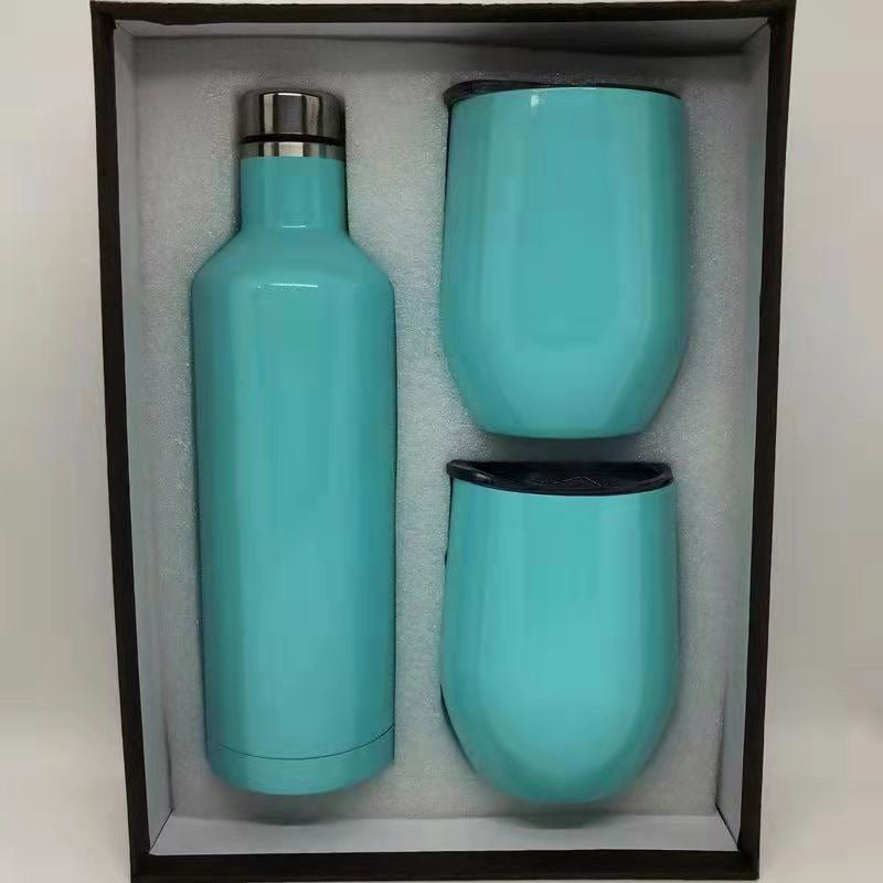 Flag Village 304 Stainless Steel 500ml Red Wine Bottle Gift Box Set Cup