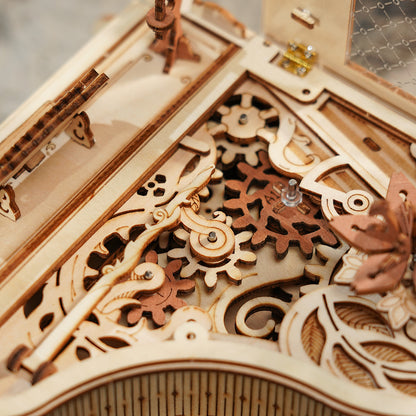 Flag Village Robotime 223pcs 3D Wooden Puzzle Magic Piano Mechanical Music Box Toy Gift Desk Gift For Men Women Hobby AMK81