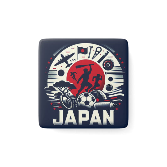 Flag Village Japan Flag Sporting Porcelain Magnet, Square JPN0006