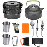 Flag Village Camping Cookware Kit Outdoor Cooking Set Aluminum Equipment Outdoor Pot Travel Tableware Kitchen Hiking Picnic BBQ