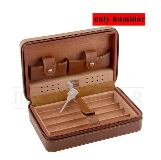 Flag Village Travel Humidor - Best Portable Leather Travel Cigar Humidifier Gift Box