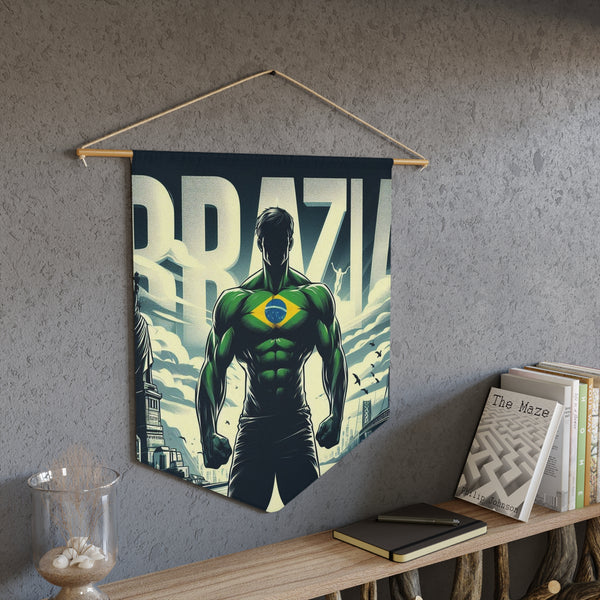 Flag Village Brazil Superhero Pennant — Sports Fan Wall Banner FV-INTR-BR0014