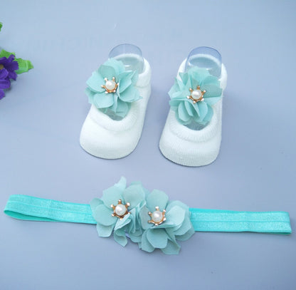 Flag Village New Baby Girl Socks Headband Gift Box