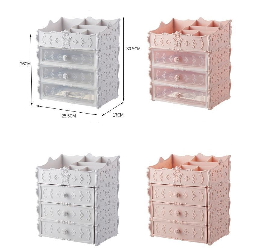 Flag Village Transparent Makeup Organizer Cosmetic Storage Box Drawer Desktop Organizer Jewelry Beauty Storage Bins Lipstick Christmas Gifts