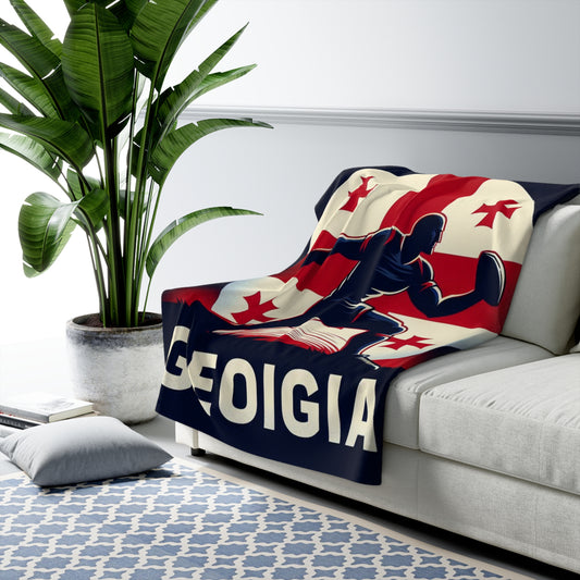 Flag Village Georgia Sporting Flag Sherpa Fleece Blanket GEO0006
