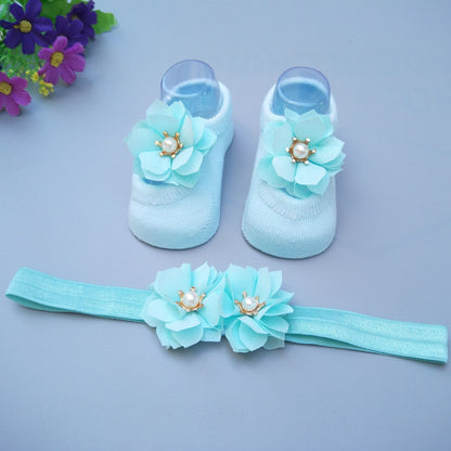 Flag Village New Baby Girl Socks Headband Gift Box