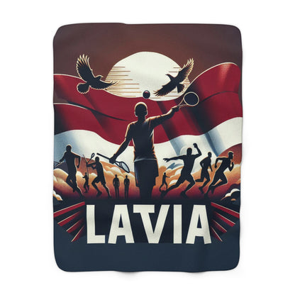 Flag Village Latvia Sporting Flag Sherpa Fleece Blanket LVA0003