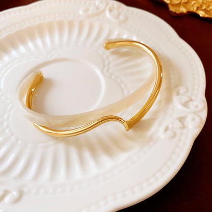 Flag Village Metal White Shellfish Plate Bracelet For Women Opening Adjustable 2 Layers Design Llight Luxury Female Fashion Jewelry Gifts