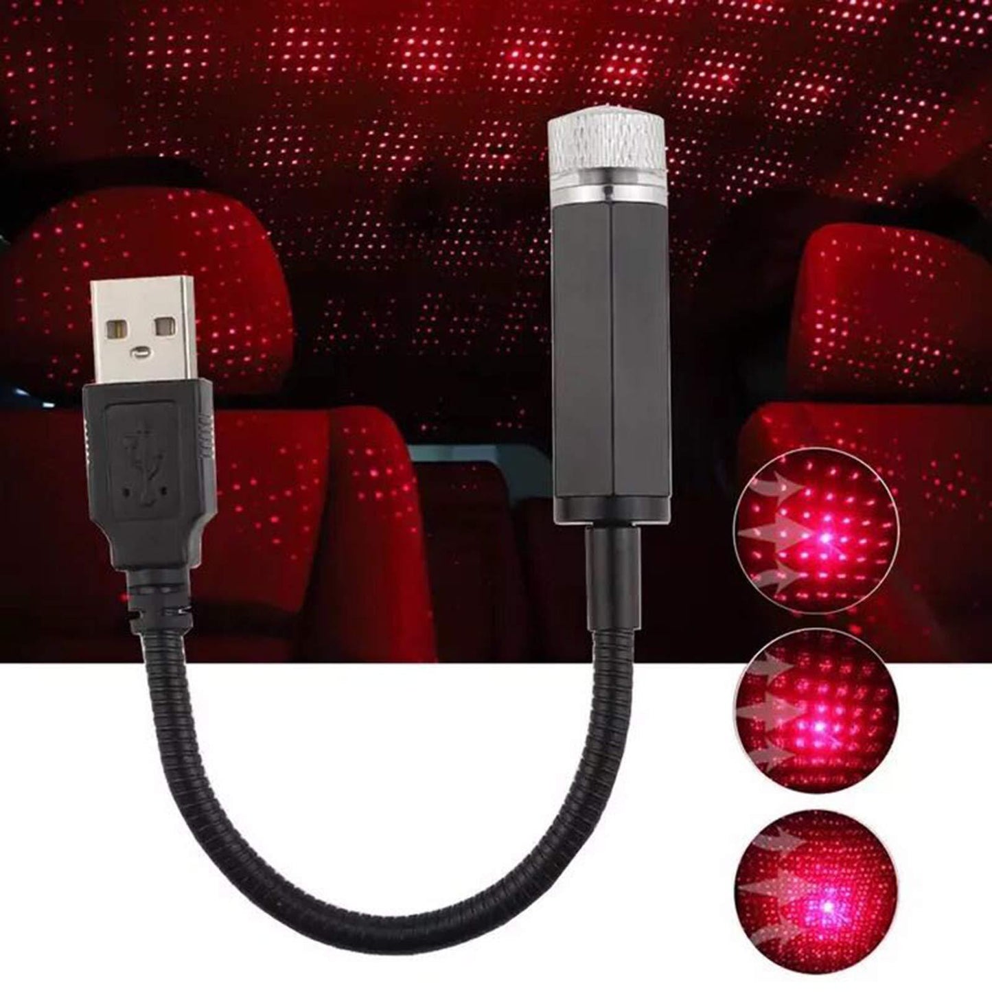 Flag Village Auto Tools Car LED Starry Sky Night Light USB Powered Galaxy Star Projector Lamp For Car Roof Room Ceiling Decor Plug And Play