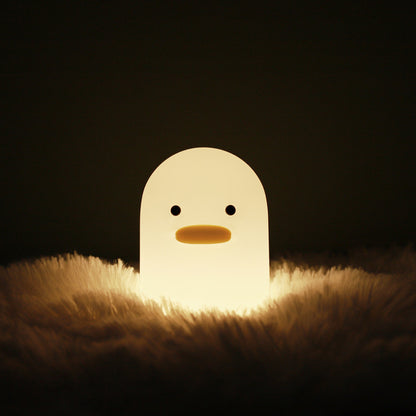 Flag Village Nordic Cute Lovely Cartoon Dull Duck Led Night Light Silicone USB Charging NightLight Holiday Gifts Kids Room Bedside Bedroom