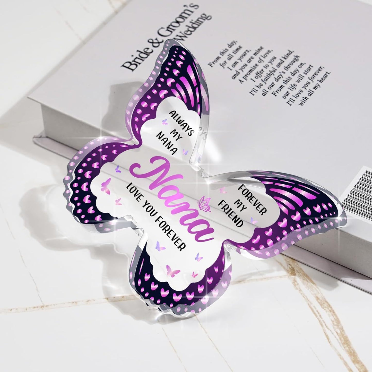 Flag Village Mother's Day Gifts For Mom Grandma Nana DIY Unique Mom Birthday Gift Ideas Butterfly-Shaped Acrylic Keepsake Gifts For Mothers Day