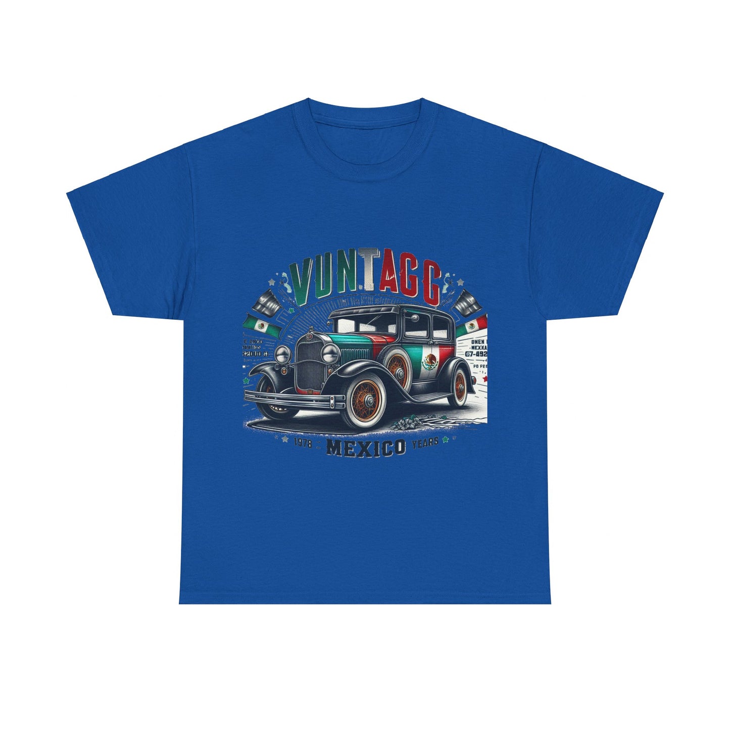 Flag Village Mexico Vintage Car Flag T-SHIRT Heavy Cotton Tee MEX0002