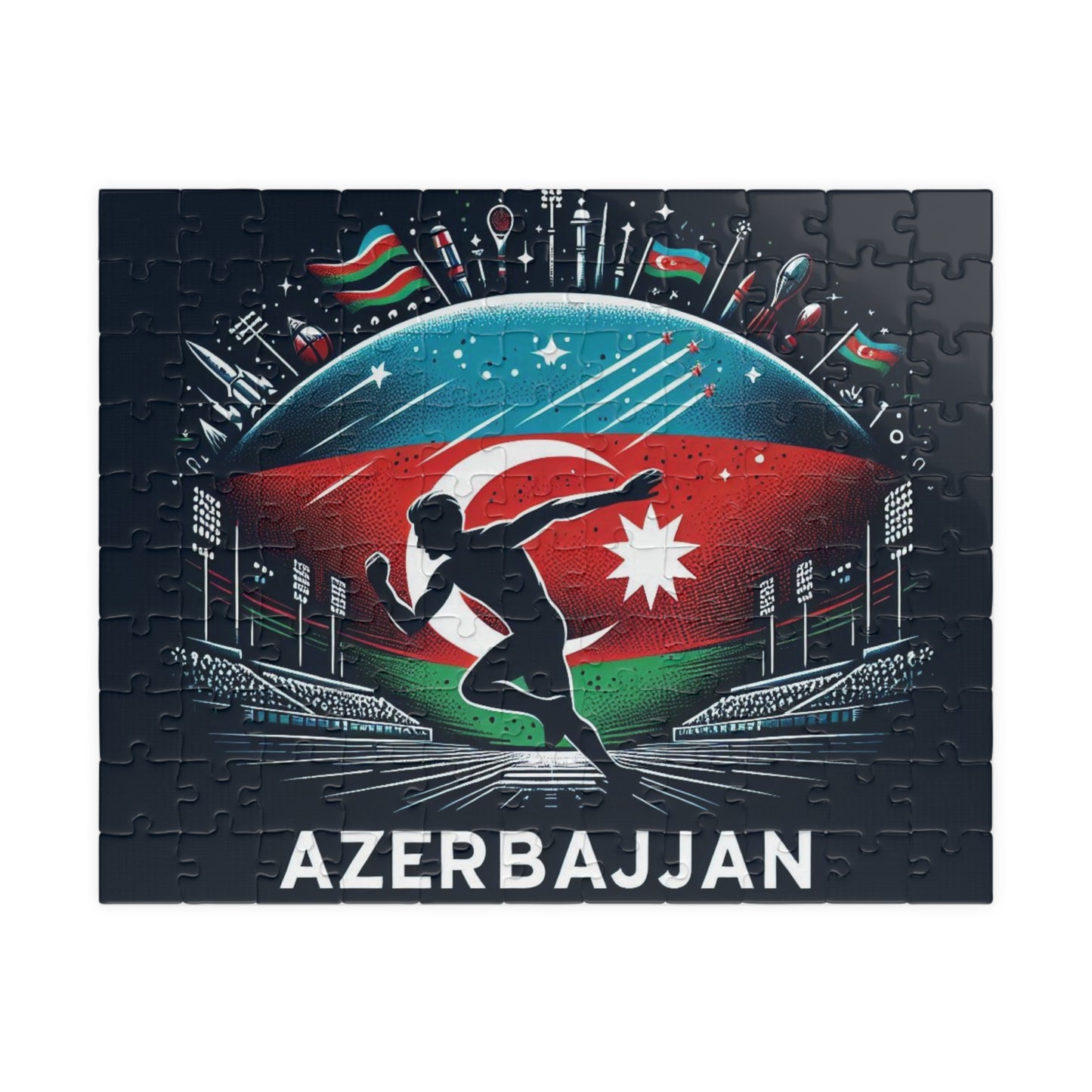 Flag Village Azerbaijan Sporting Flag Puzzle (110, 252, 520, 1014-piece) AZE0003