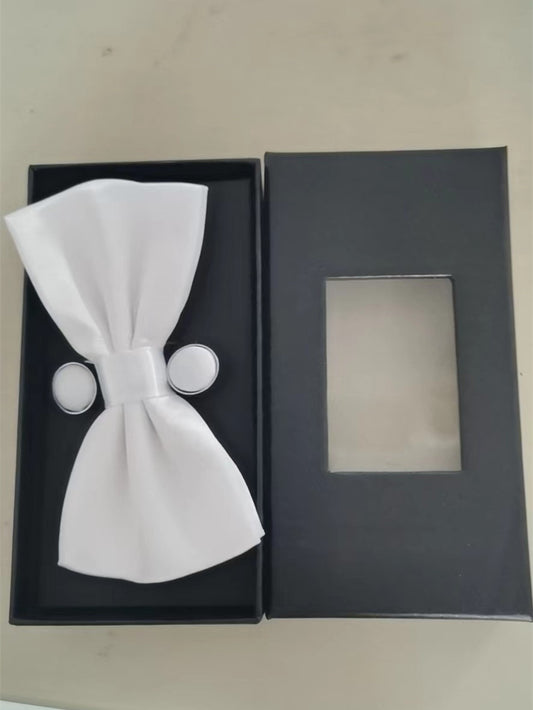 Flag Village Pocket Square Cufflinks Set Men's Bow Gift Box