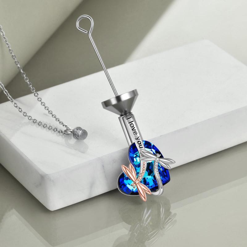 Flag Village Sterling Silver Dragonfly Crystal Urn Pendant Necklace as Gifts for Women