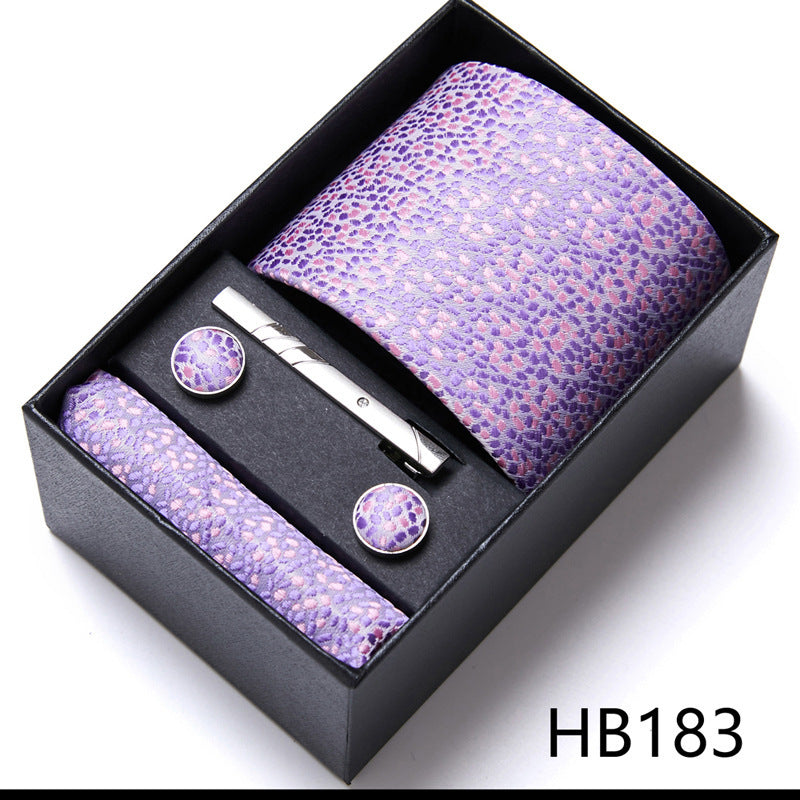 Flag Village Men's Business Formal Tie Six-piece Set Gift Box