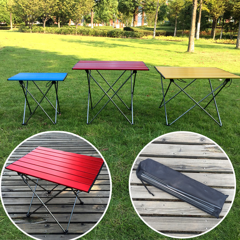 Flag Village Outdoor mountaineering, super alloy folding table, barbecue camping portable picnic table, simple trumpet, mini table wholesale