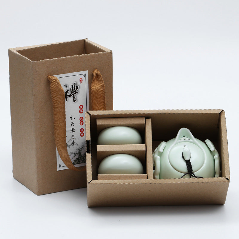 Flag Village Cheap Promotional  Ceramic Kung Fu Tea Set Gift Box