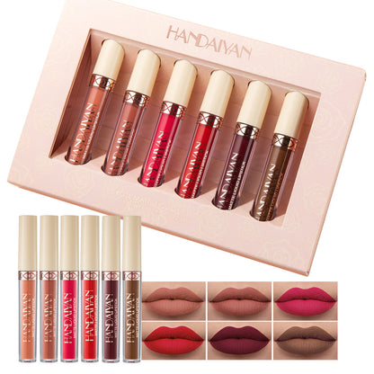 Flag Village 6 Matte Rose Lip Gloss Liquid Lipstick Matte Set Gift Box