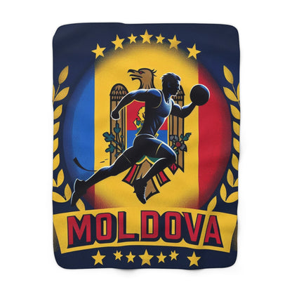 Flag Village Moldova Sporting Flag Sherpa Fleece Blanket MDA0004