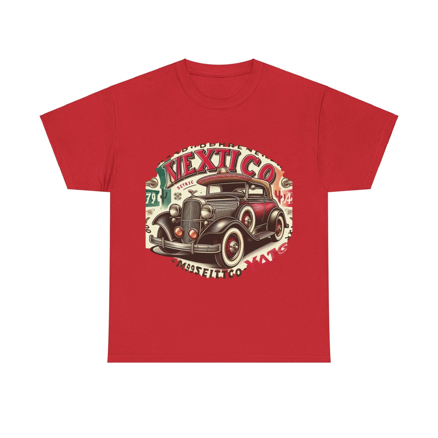 Flag Village Mexico Vintage Car Flag T-SHIRT Heavy Cotton Tee MEX0003