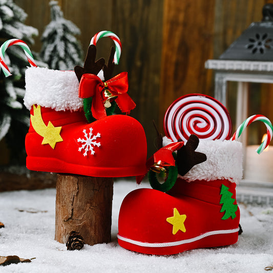 Flag Village Christmas Decor Santa Boot Shoes Candy Stocking Extra Large Gift Box Decoration