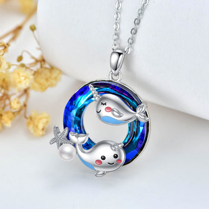 Flag Village Narwhal Necklace 925 Sterling Silver Unicorn of The Sea Jewelry Gifts