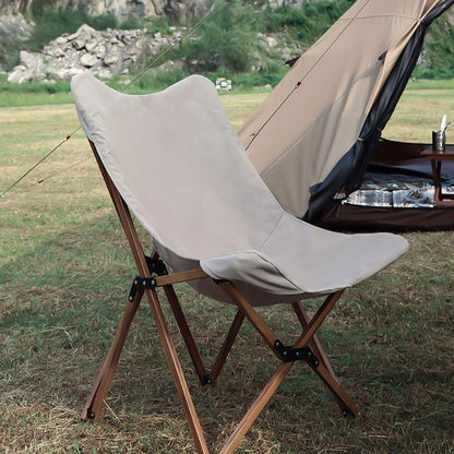 Flag Village Folding Wooden Grain Aluminum Pipe Camping Chair Portable Leisure
