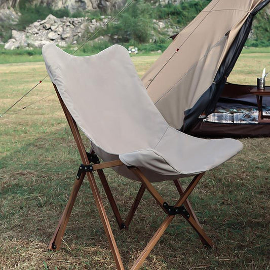 Flag Village Folding Wooden Grain Aluminum Pipe Camping Chair Portable Leisure
