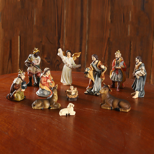 Flag Village Religious Ornaments Nativity Manger Set Gift Box Christmas
