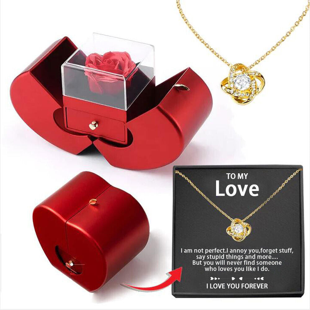 Flag Village Four-leaf Clover Necklace Female Apple Box Set Mother's Day Gift