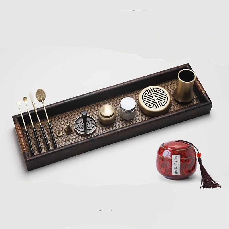 Flag Village Solid Wood Incense Road Set Agarwood Tools Pure Copper Incense Burner Gift Box