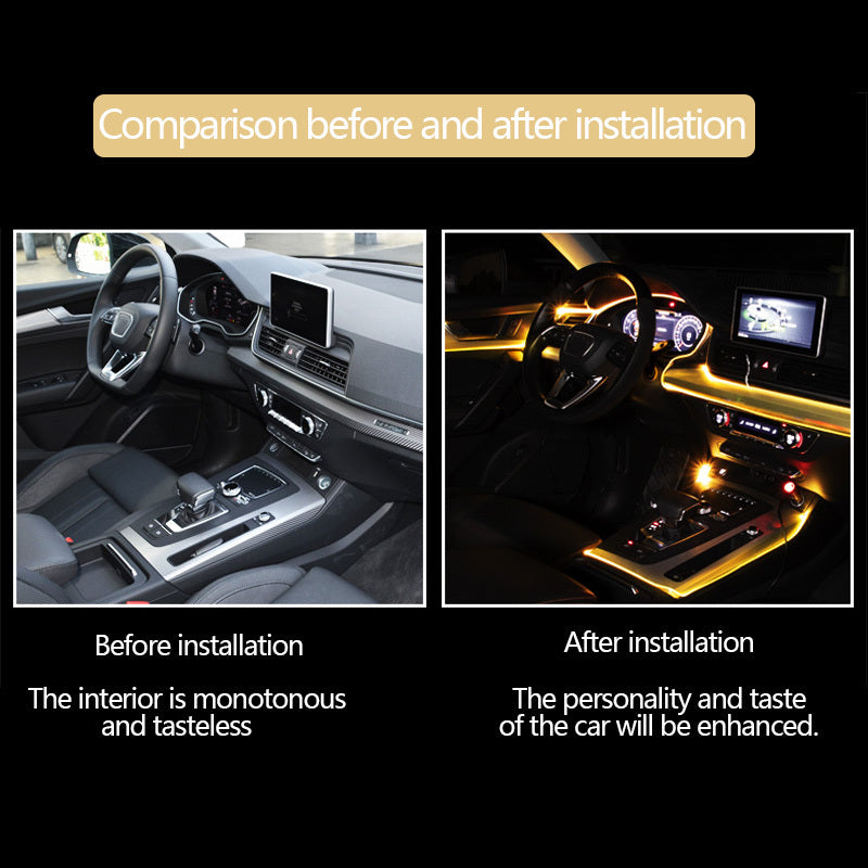 Flag Village Auto Tools Car Fiber Optic Ambient Light Modified Car Interior Cool Light APP Rhythm Light