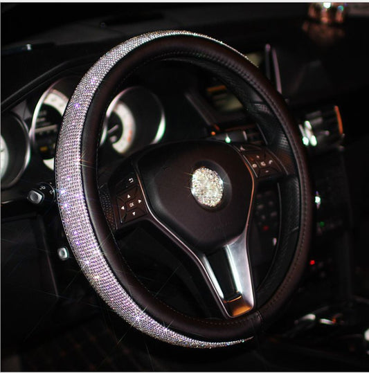 Flag Village Auto Tools Car steering wheel handle set Four seasons universal really cute feminine cartoon leather anti-slip handle