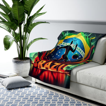 Flag Village BRAZIL Sporting Flag Sherpa Fleece Blanket BRA0007