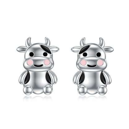 Flag Village Cow Earrings Sterling Silver Cow Jewelry Animal Stud Earrings Cow Gifts for Women Teens Birthday