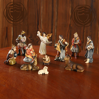 Flag Village Religious Ornaments Nativity Manger Set Gift Box Christmas Gift