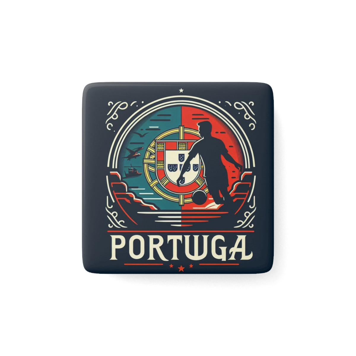 Flag Village Portugal National Flag Ceramic Magnet 2"x2"