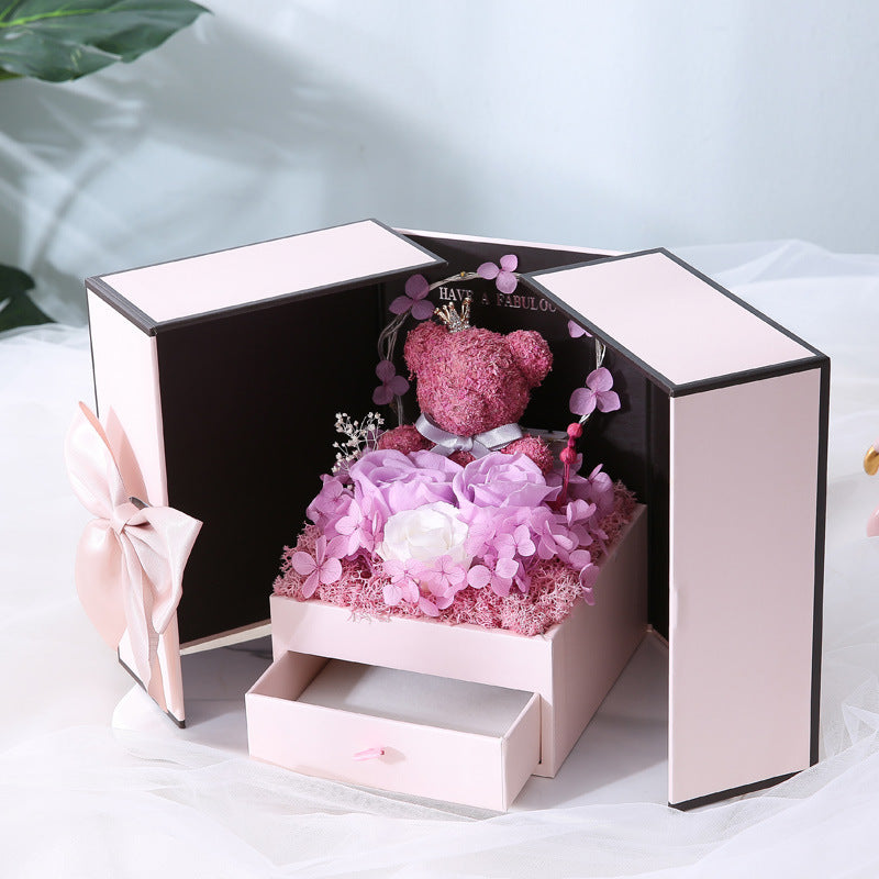 Flag Village Valentine's Day Gift Birthday Rose Drawer Jewelry Eternal Flower Gift Box
