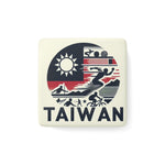 Flag Village Taiwan Flag Sporting Porcelain Magnet, Square TWN0005