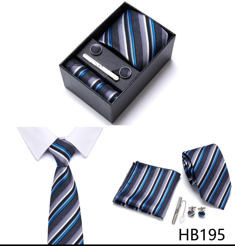 Flag Village Men's Business Formal Tie Six-piece Set Gift Box