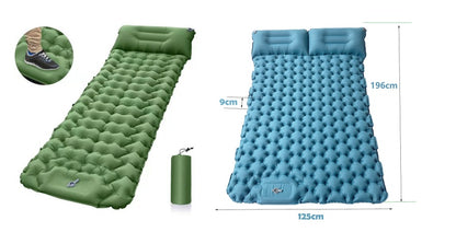 Flag Village Outdoor Camping Travel Portable Inflatable Cushion Built-in Foot Inflatable