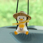 Flag Village Car Pendant Cute Anime Little Duck Swing Auto Rearview Mirror Hanging Ornaments Interior Decoraction Accessories For Girls Gifts